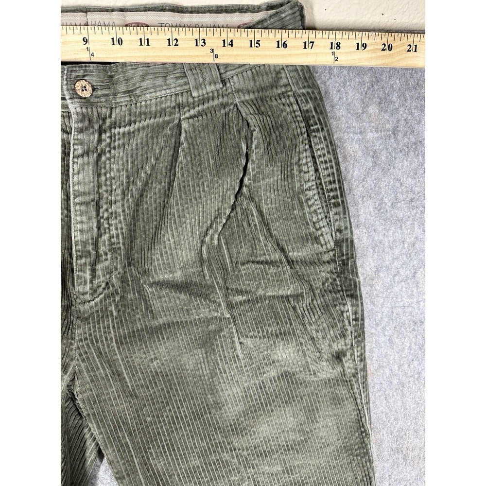 Tommy Bahama Relax Corduroy Pants Mens 34 Olive Green Pleated 34x32 - Picture 3 of 8